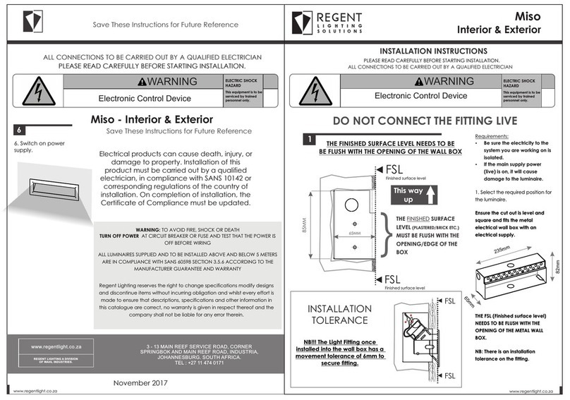 Regent Lighting Solutions Miso installation instructions Regent Lighting Solutions Miso installation instructions