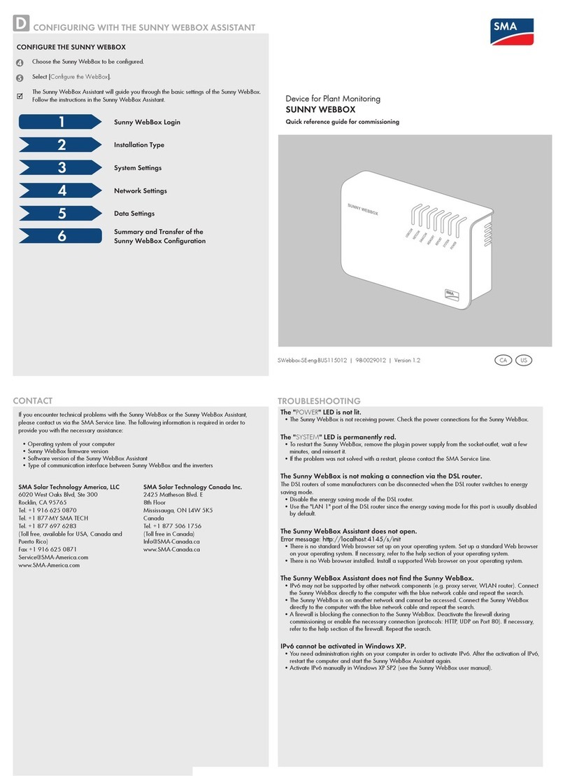 SMA SUNNY WEBBOX with Bluetooth User manual