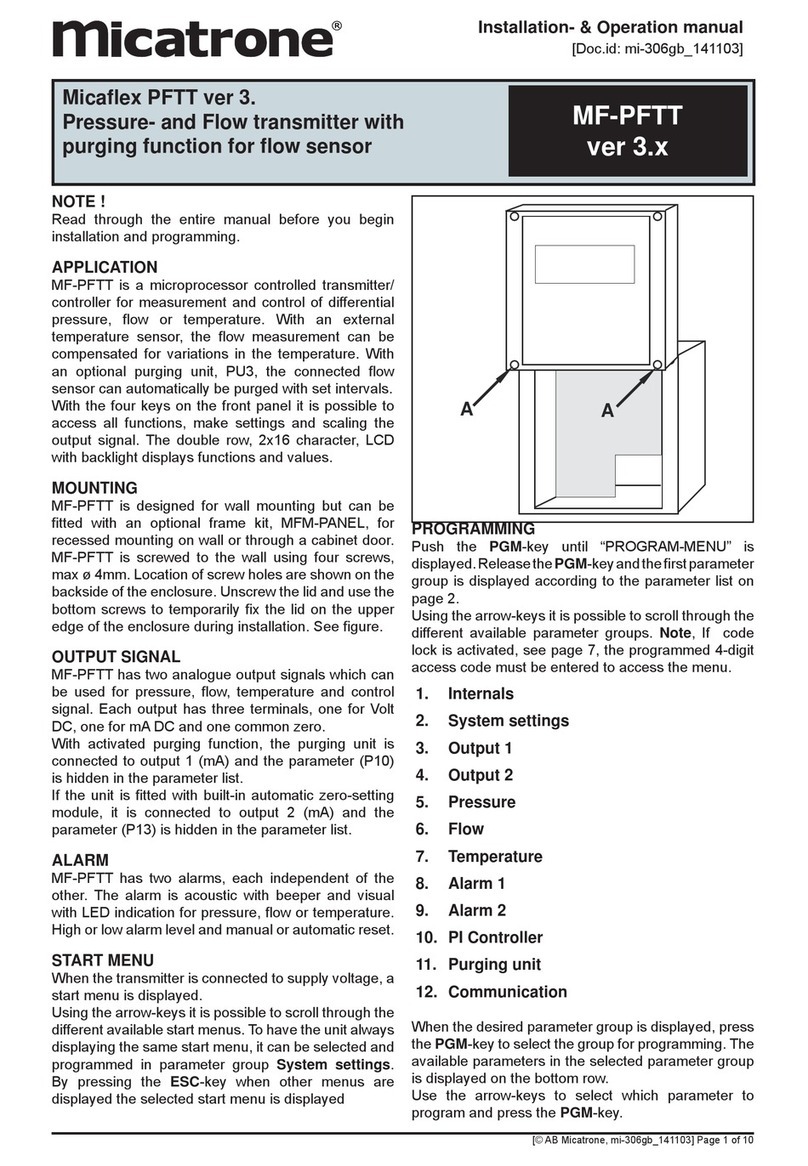 Micatrone Micaflex PFTT Installation & operation manual