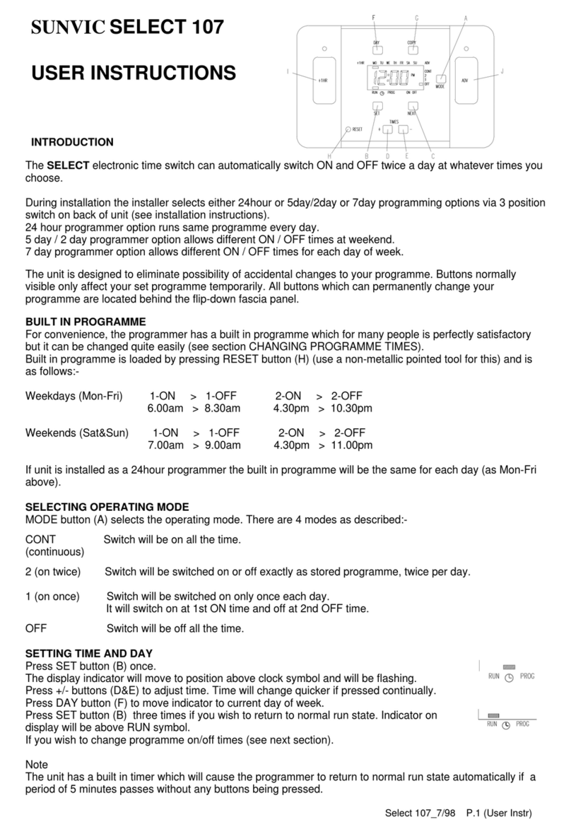 Sunvic SELECT 107 User instructions