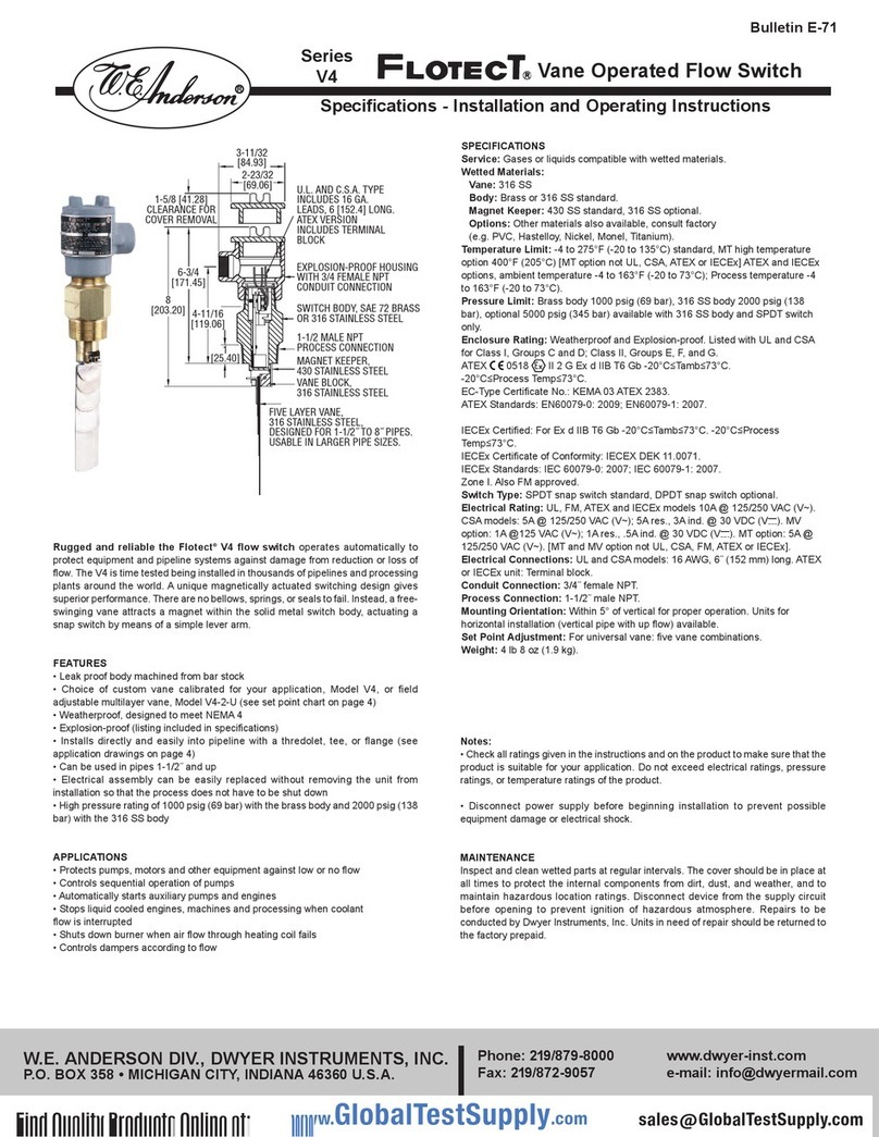 W.E. Anderson FlotecT V4 series Installation and operating instructions