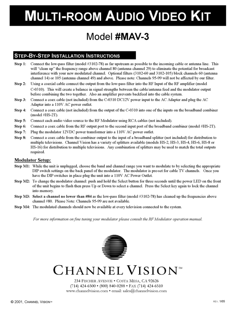 Channel Vision MAV-3 installation instructions