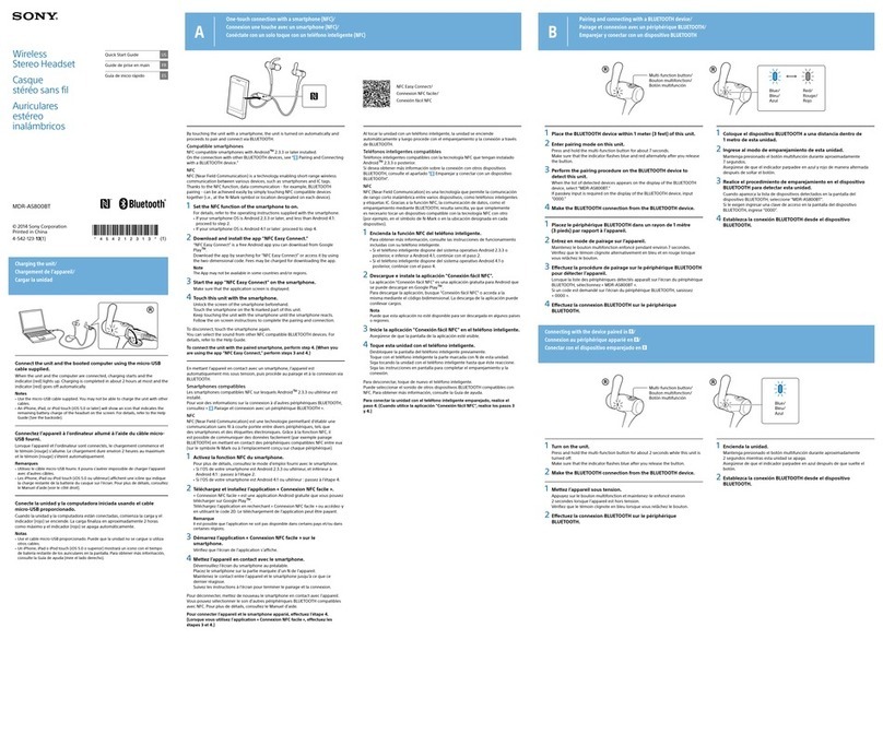 Sony MDR-AS800BT quick start guide