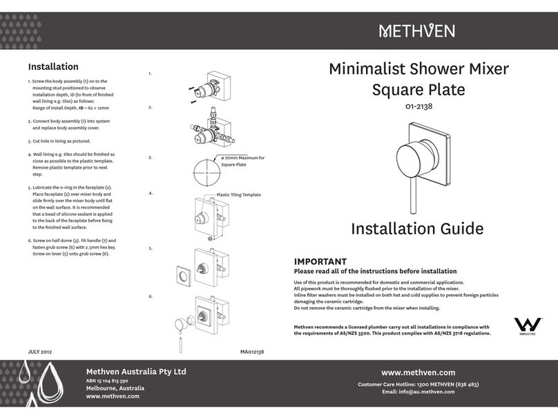 METHVEN 01-2138 Operating and maintenance instructions METHVEN 01-2138 Operating and maintenance instructions