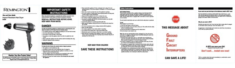 Remington D4200 Use and care guide