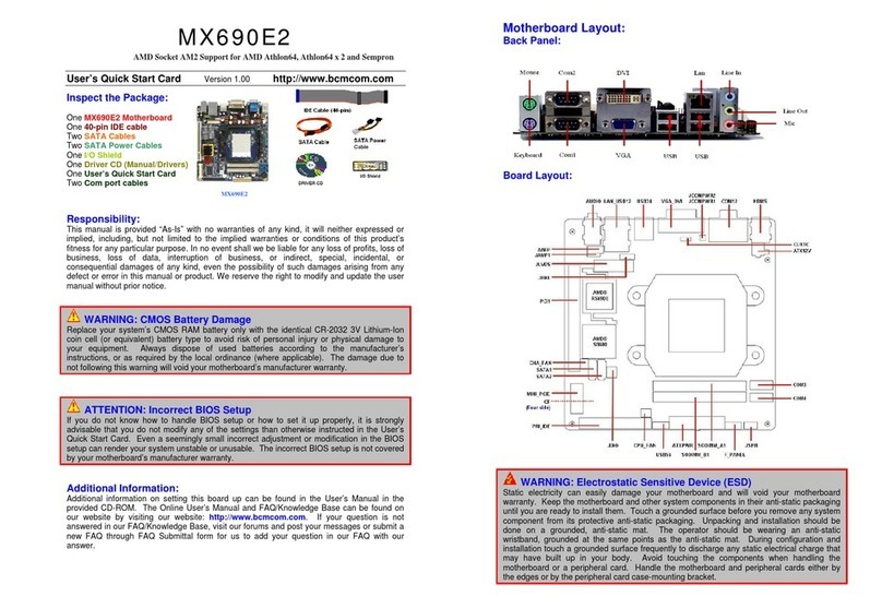 BCM Advanced Research MX690E2 User's quick start card
