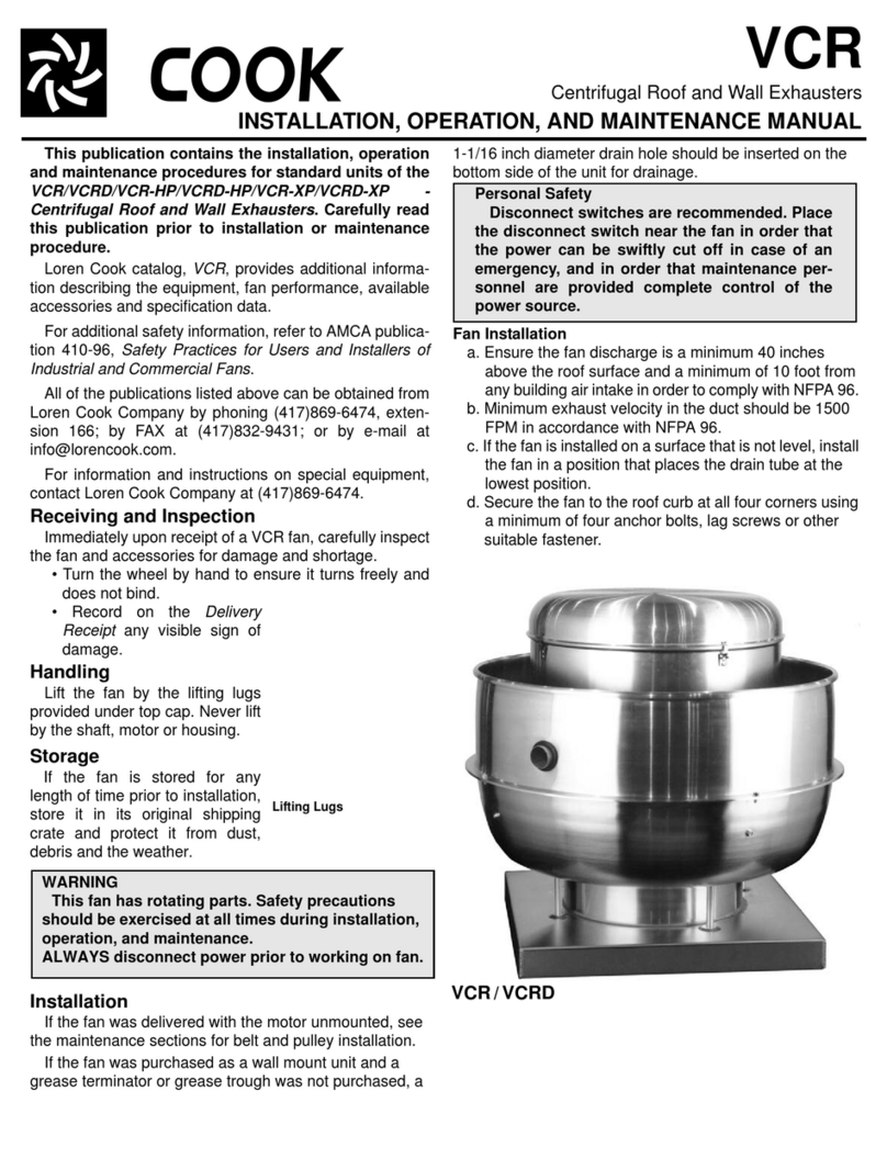 COOK VCR Installation, operation and maintenance