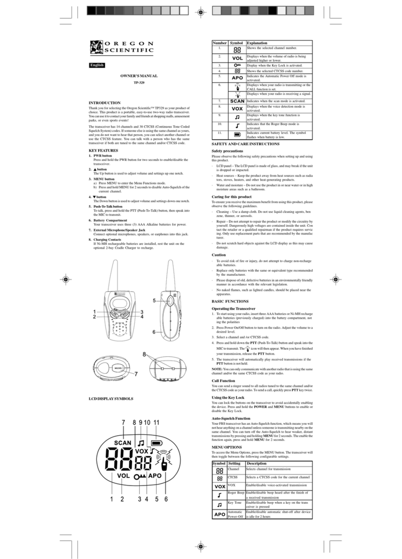 Oregon Scientific TP-329 owner's manual
