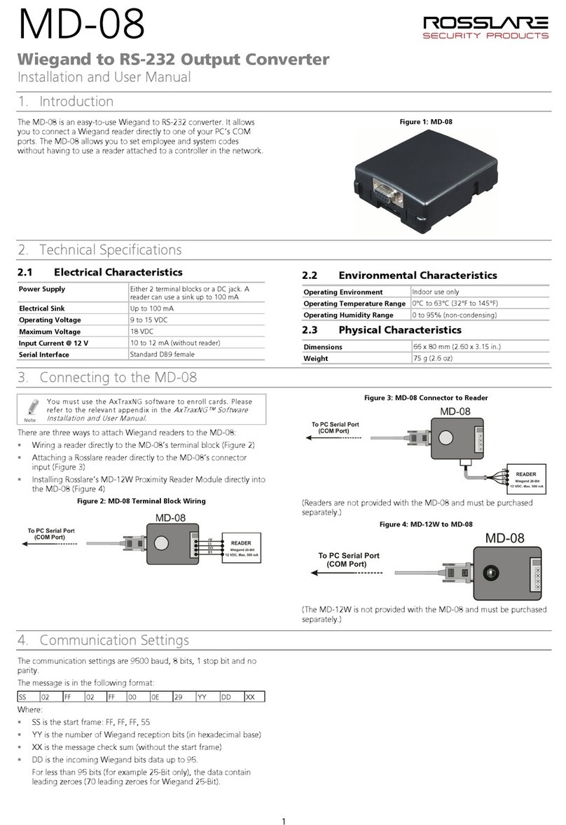Rosslare MD-08 Installation and user manual