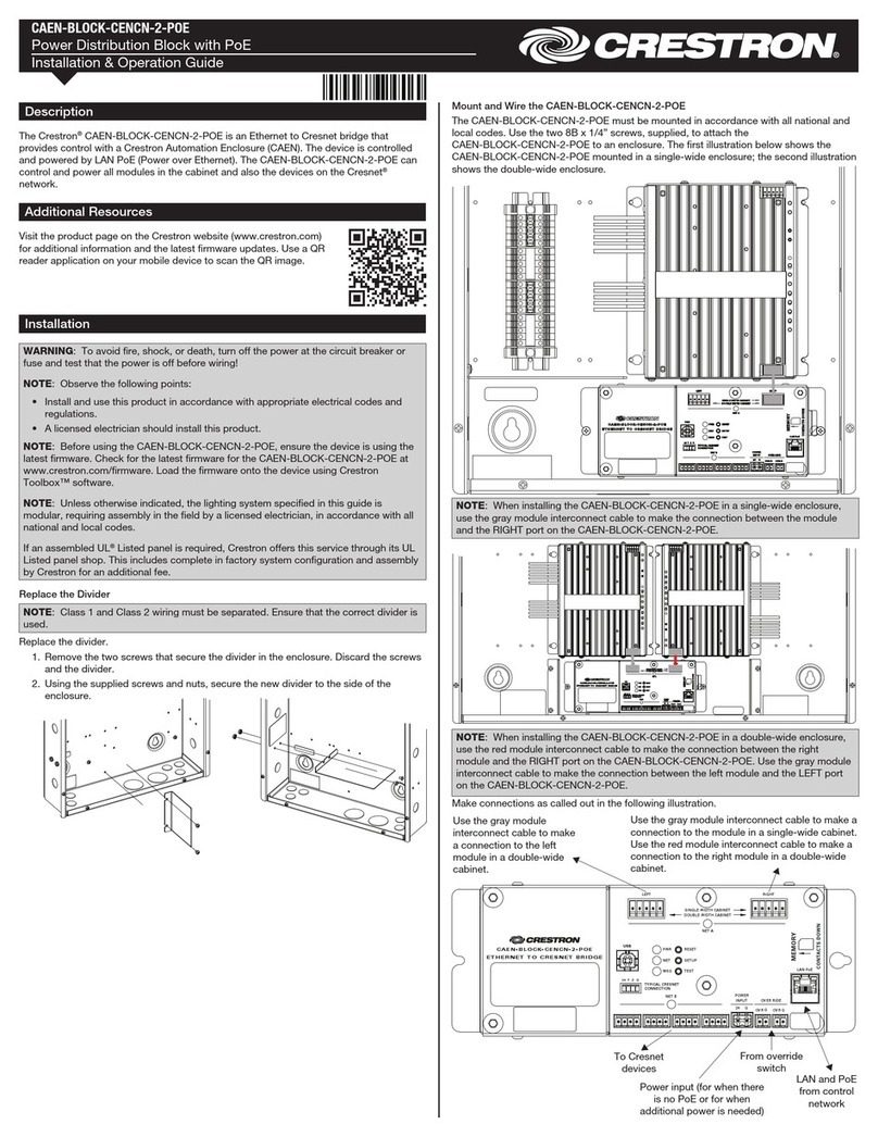 Crestron CAEN-BLOCK-CENCN-2-POE Installation & operation guide