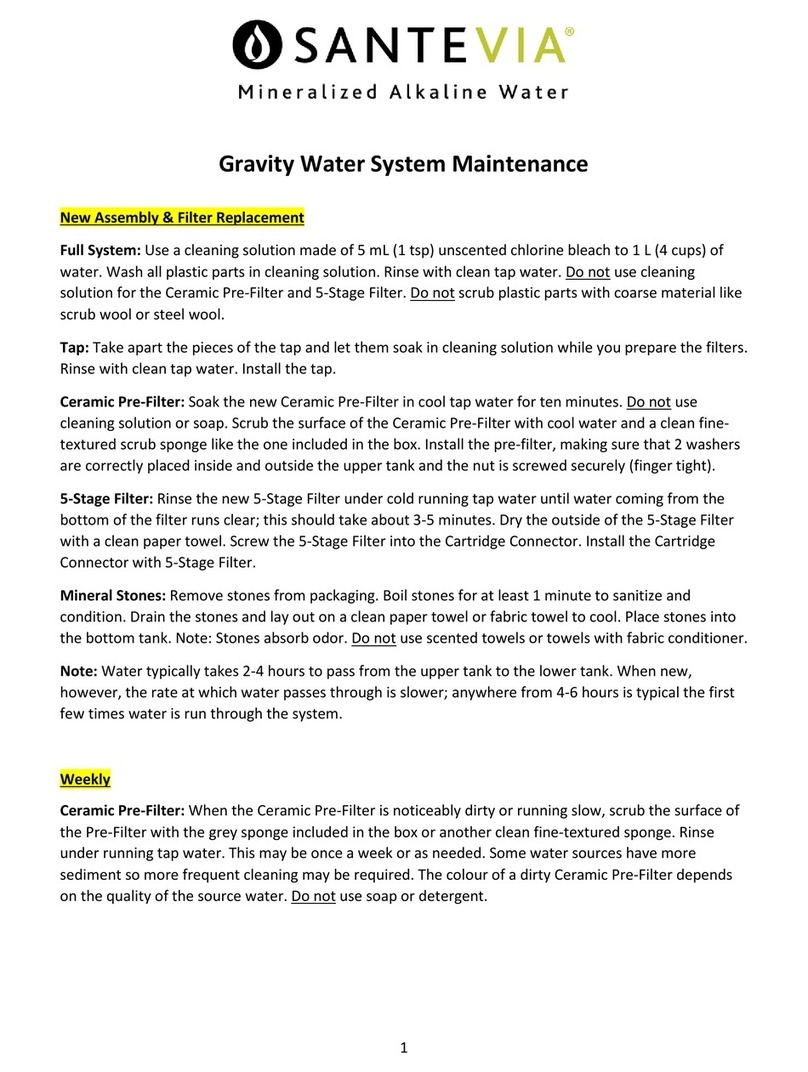 Santevia Gravity Water System Maintenance manual