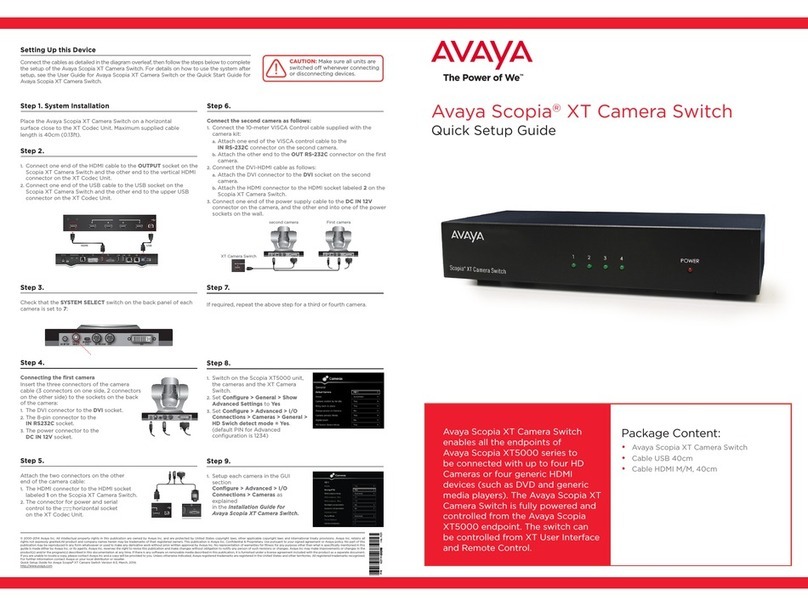 Avaya Scopia XT Camera Switch Quick setup guide