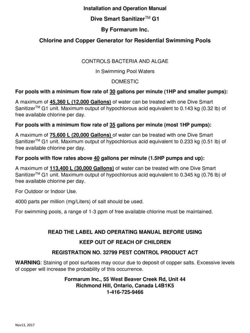 Dive Pool Systems Dive Smart Sanitizer G1 Installation and operation manual