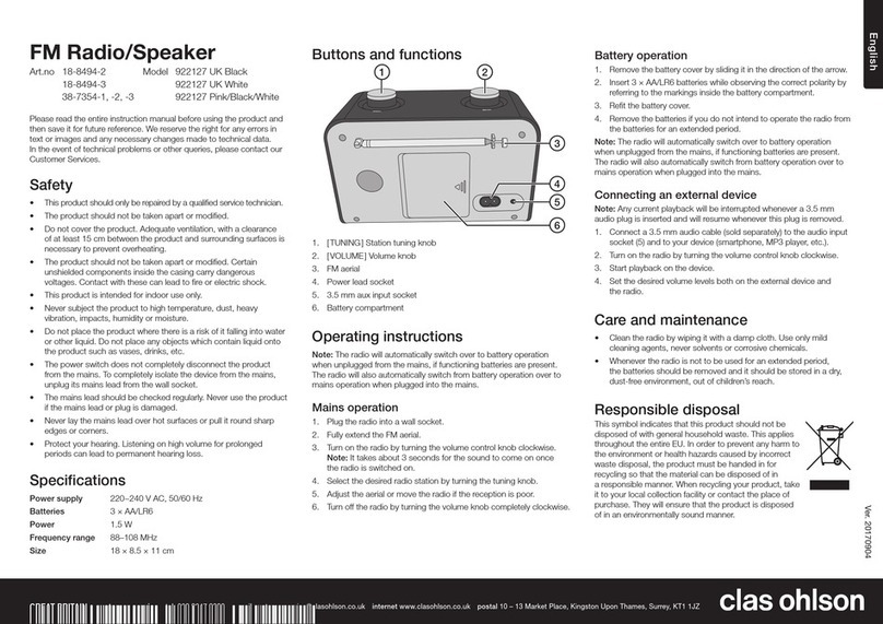 Clas Ohlson 922127 instruction manual