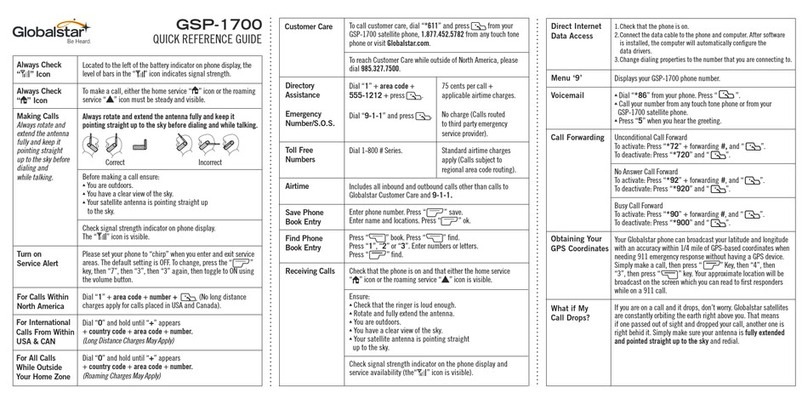 Globalstar GSP-1700 Quick reference guide