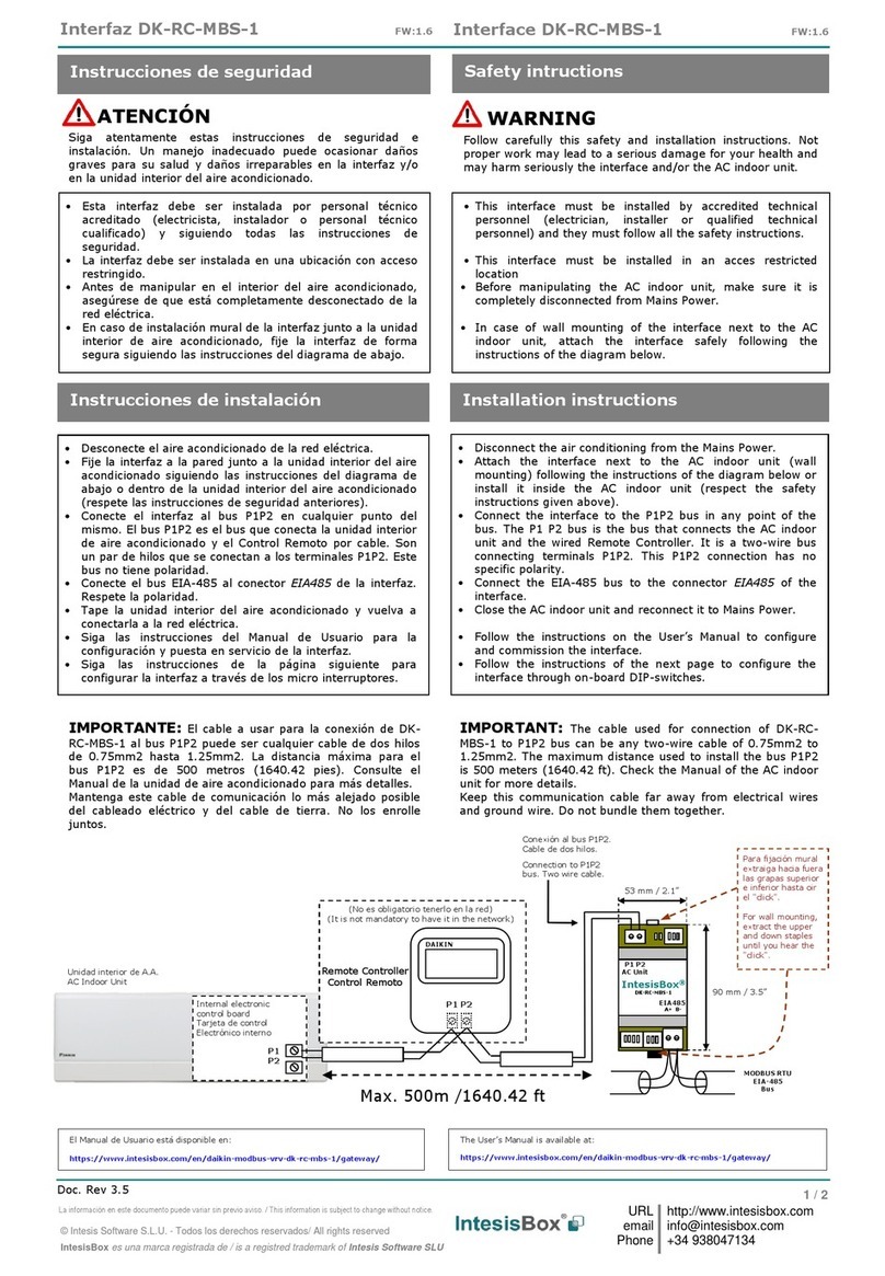 IntesisBox DK-RC-MBS-1 User manual