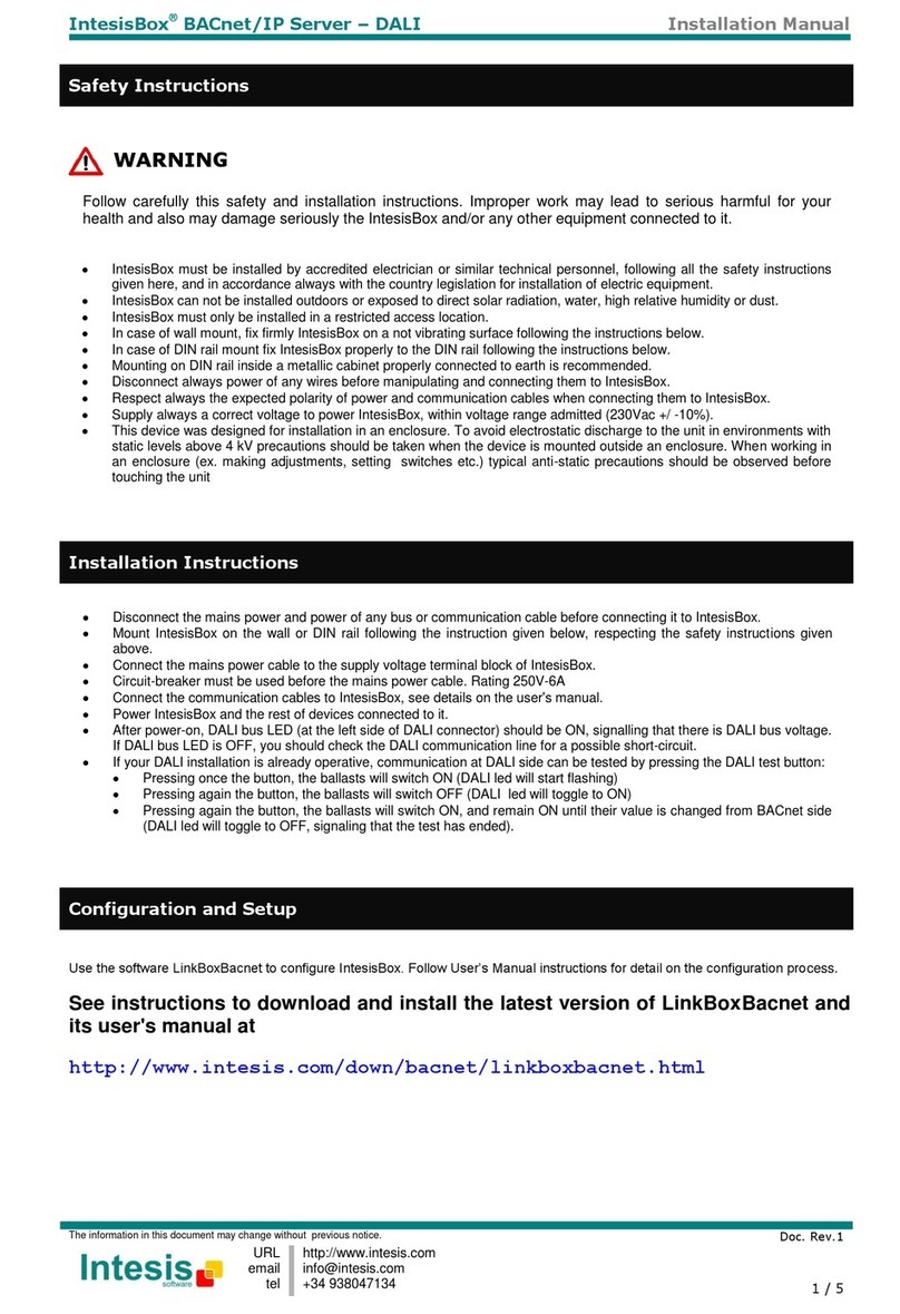 IntesisBox BACnet/IP Server-DALI installation manual IntesisBox BACnet/IP Server-DALI installation manual