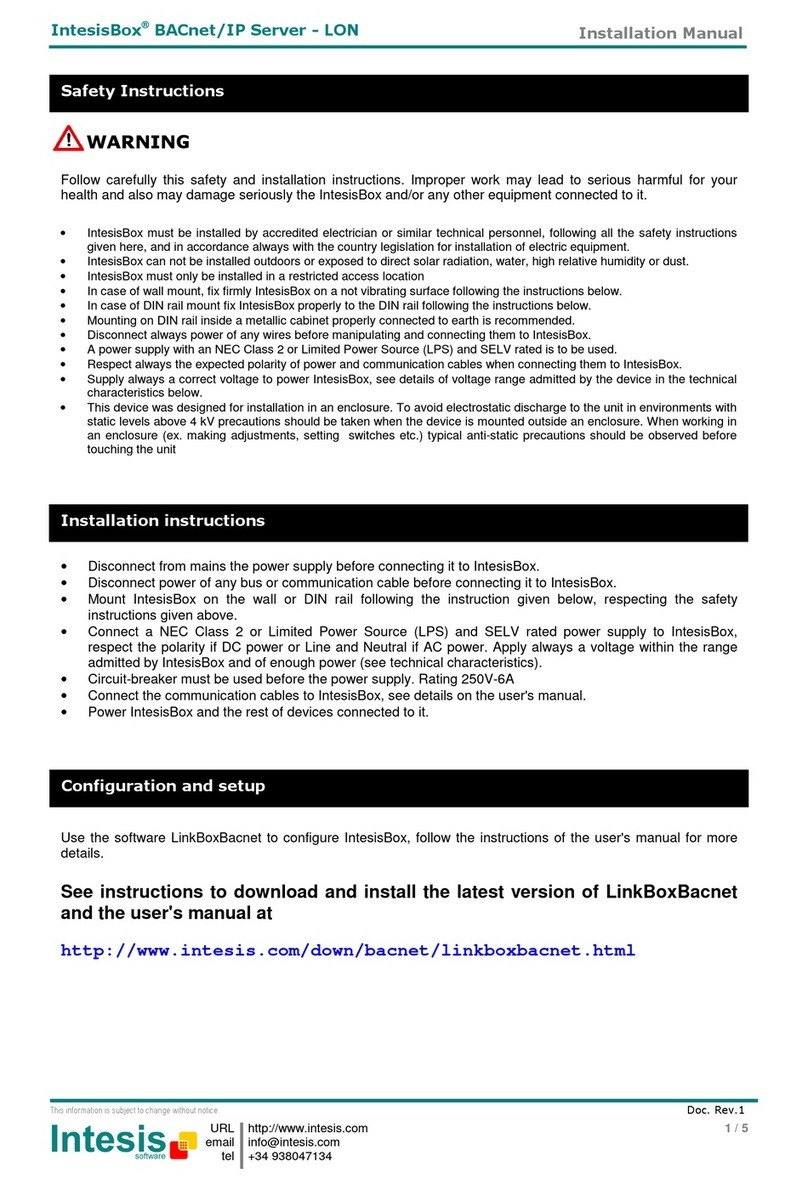 IntesisBox BACnet/IP Server-LON User manual IntesisBox BACnet/IP Server-LON User manual