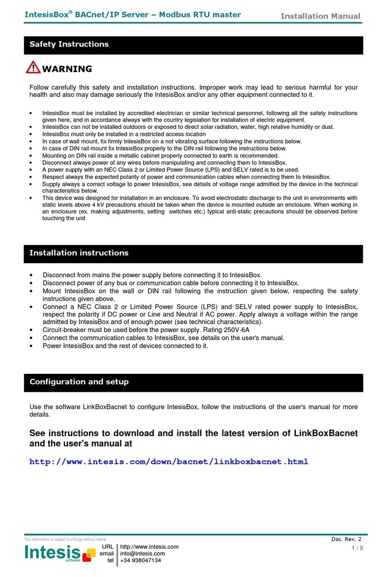 IntesisBox BACnet/IP Server-Modbus RTU master User manual