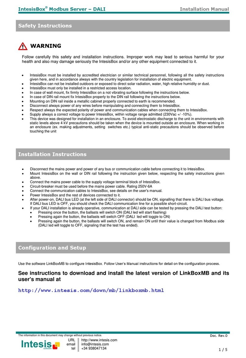 IntesisBox Modbus Server-DALI installation manual