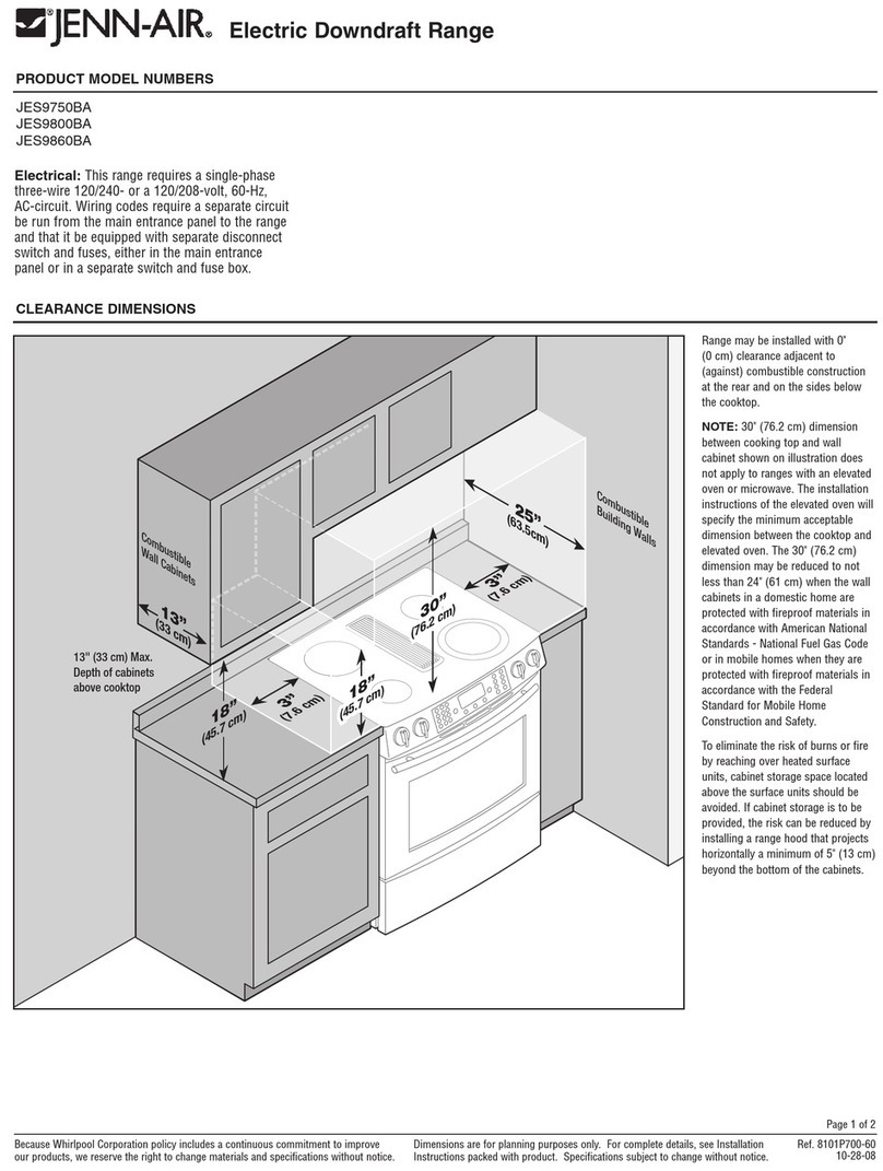 Jenn-Air JES9750BA Series Planning Dimensions