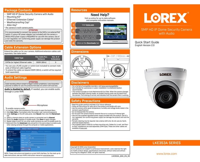 Lorex LKE353A SERIES quick start guide