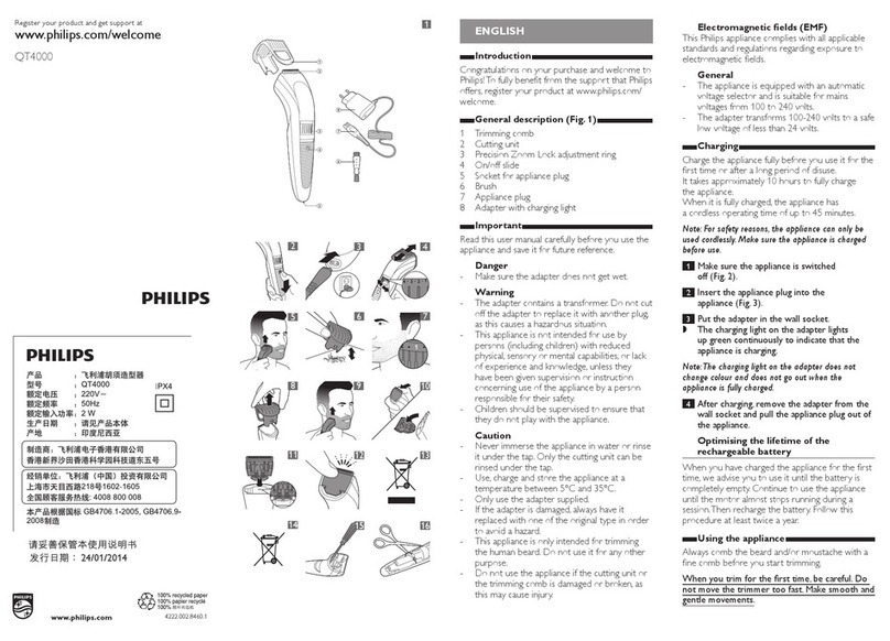 Philips Norelco QT4000 User manual
