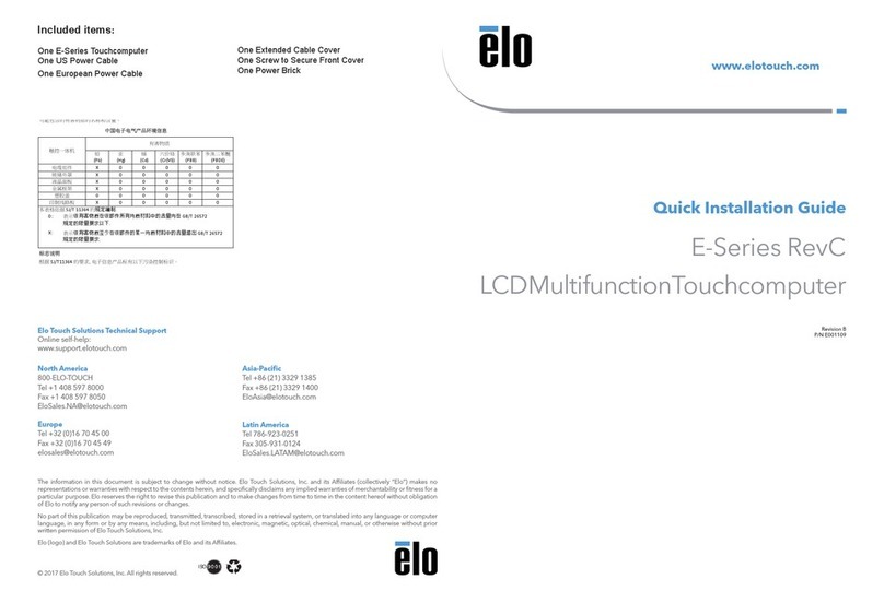 Elo TouchSystems E-Series User manual Elo TouchSystems E-Series User manual