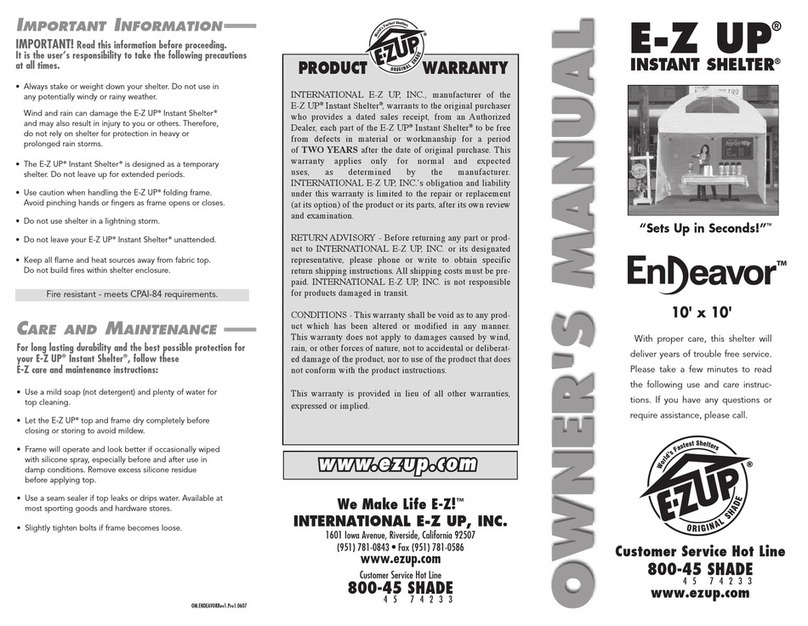 E-Z UP Instant Shelter Endeavor User manual