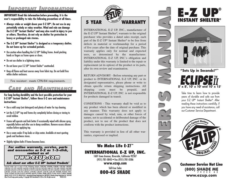 E-Z UP Instant Shelter Eclipse II owner's manual