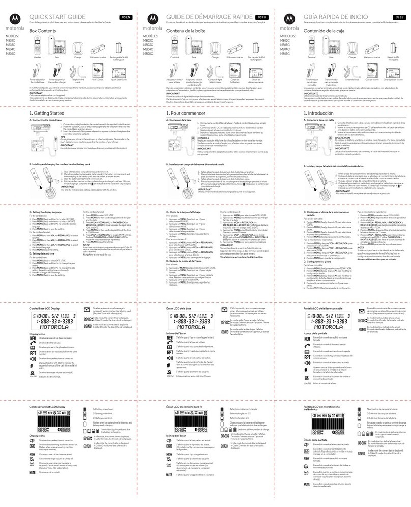 Motorola M802C quick start guide