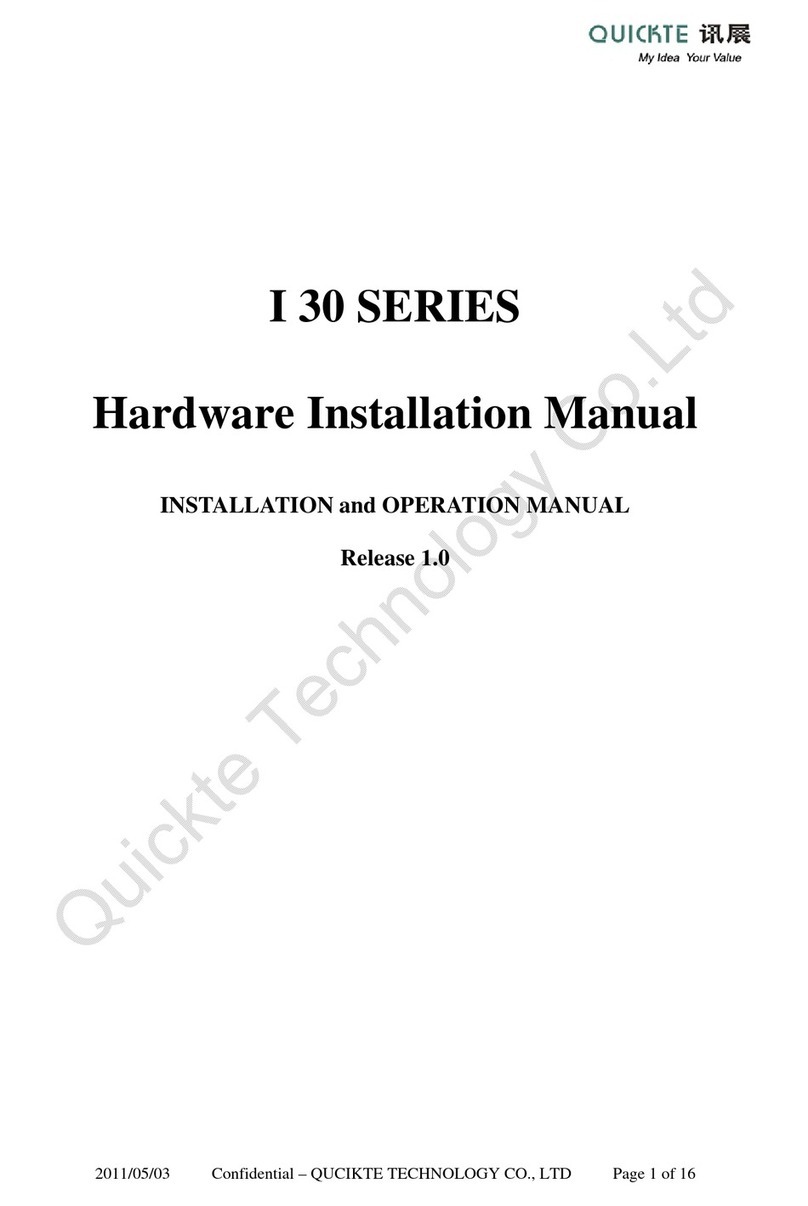 QUCIKTE TECHNOLOGY I30-802M Hardware installation manual