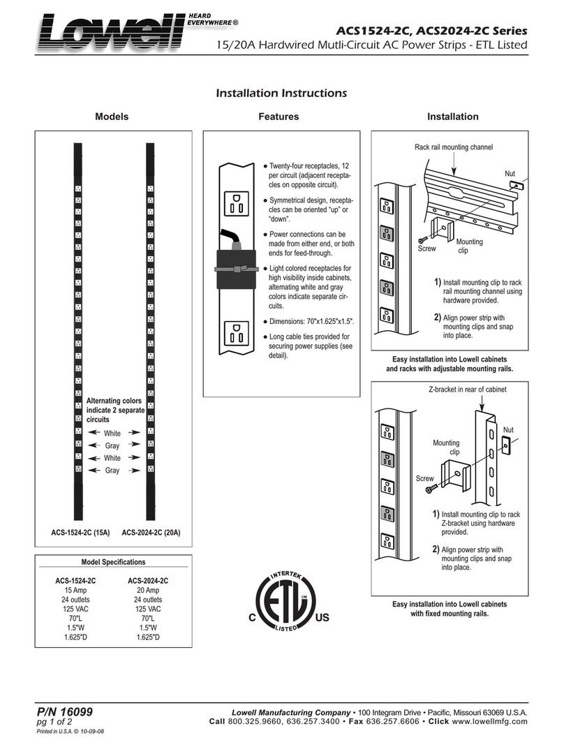 Lowell ACS1524-2C Series installation instructions