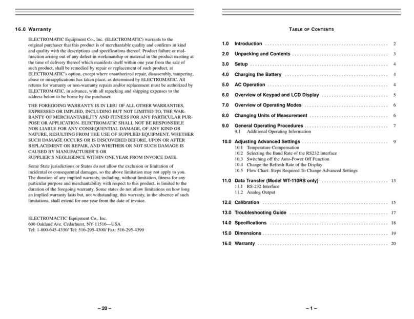ELECTROMATIC WTT-110 user manual