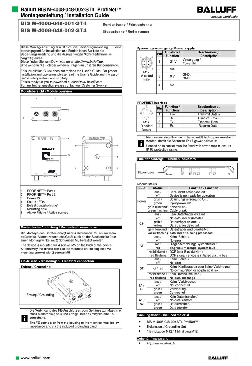 Balluff ProfiNet BIS M-4008-048-001-ST4 User manual