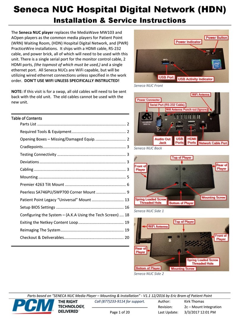 Seneca NUC Installation & service instructions