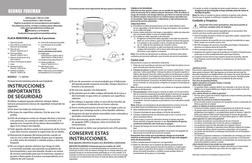 George Foreman GRP92R User manual