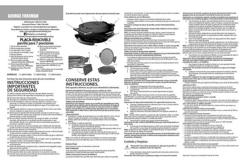 George Foreman GRP0720BQ User manual