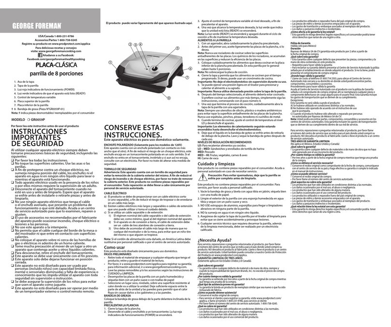 George Foreman gr0059P use and care manual