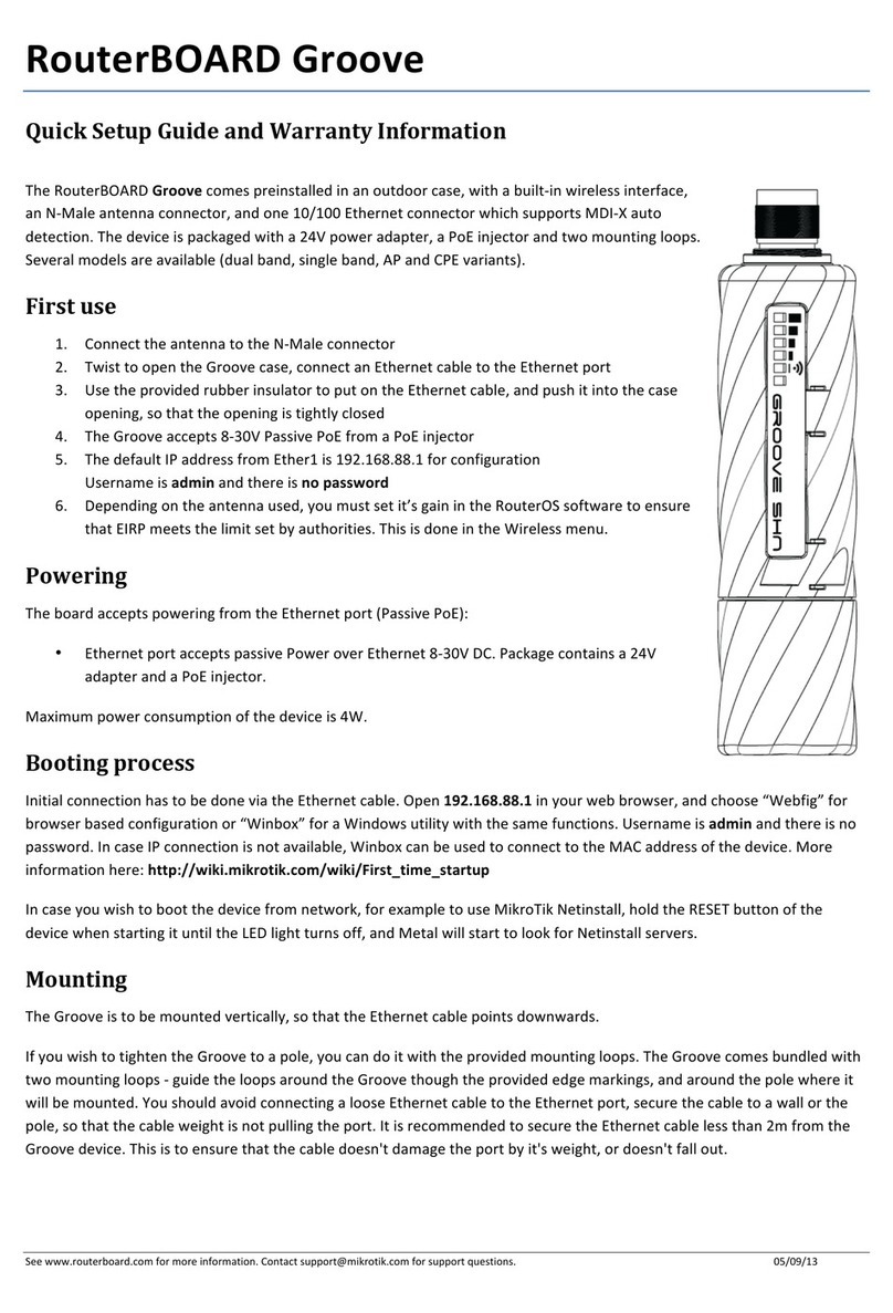 MikroTik RouterBOARD Groove Quick setup guide and warranty information