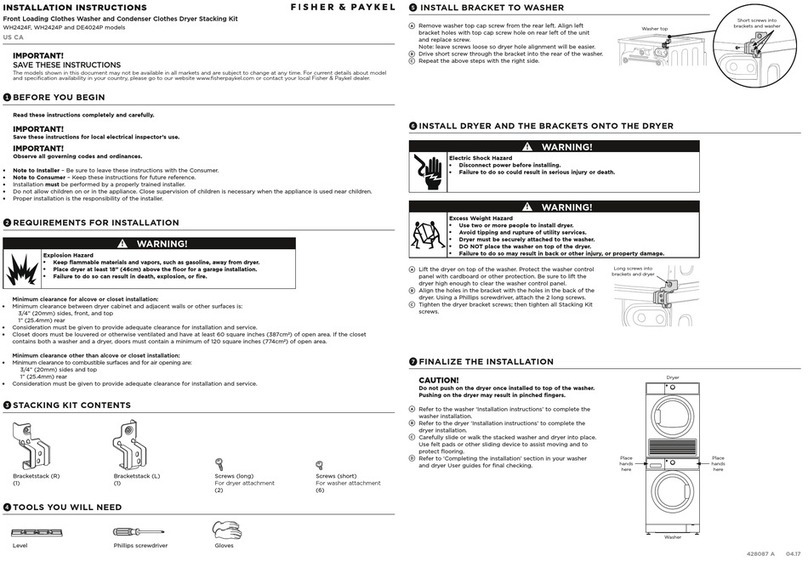 Fisher & Paykel WH2424F User manual Fisher & Paykel WH2424F User manual