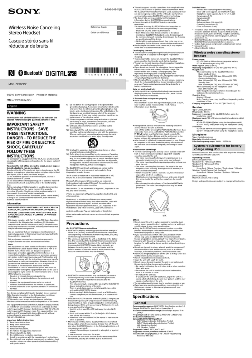 Sony MDR-ZX780DC User manual