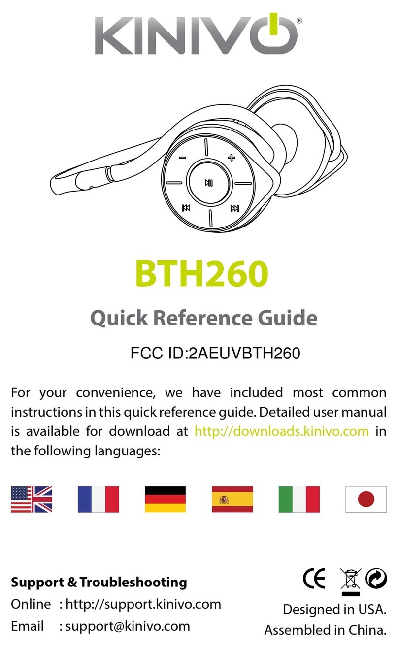 Kinivo BTH260 Quick reference guide