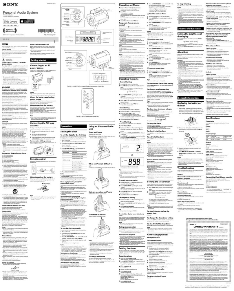 Sony ICF-C11iP User manual