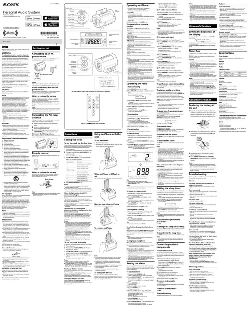 Sony ICF-C11iP User manual Sony ICF-C11iP User manual