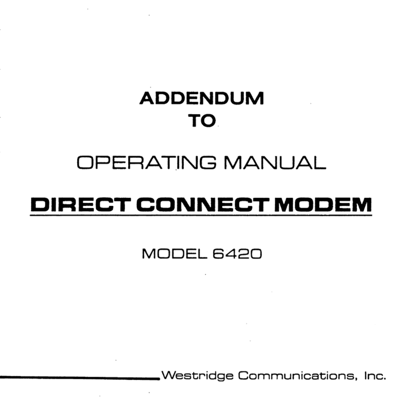 Westridge Communications DIRECT CONNECT MODEM 6420 Addendum to operating manual Westridge Communications DIRECT CONNECT MODEM 6420 Addendum to operating manual