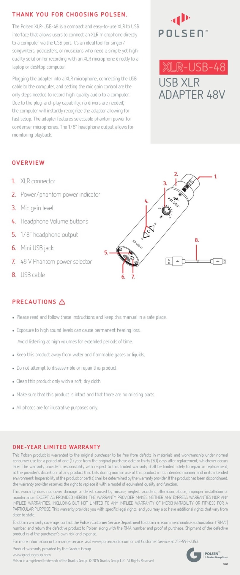 Polsen XLR-USB-48 manual