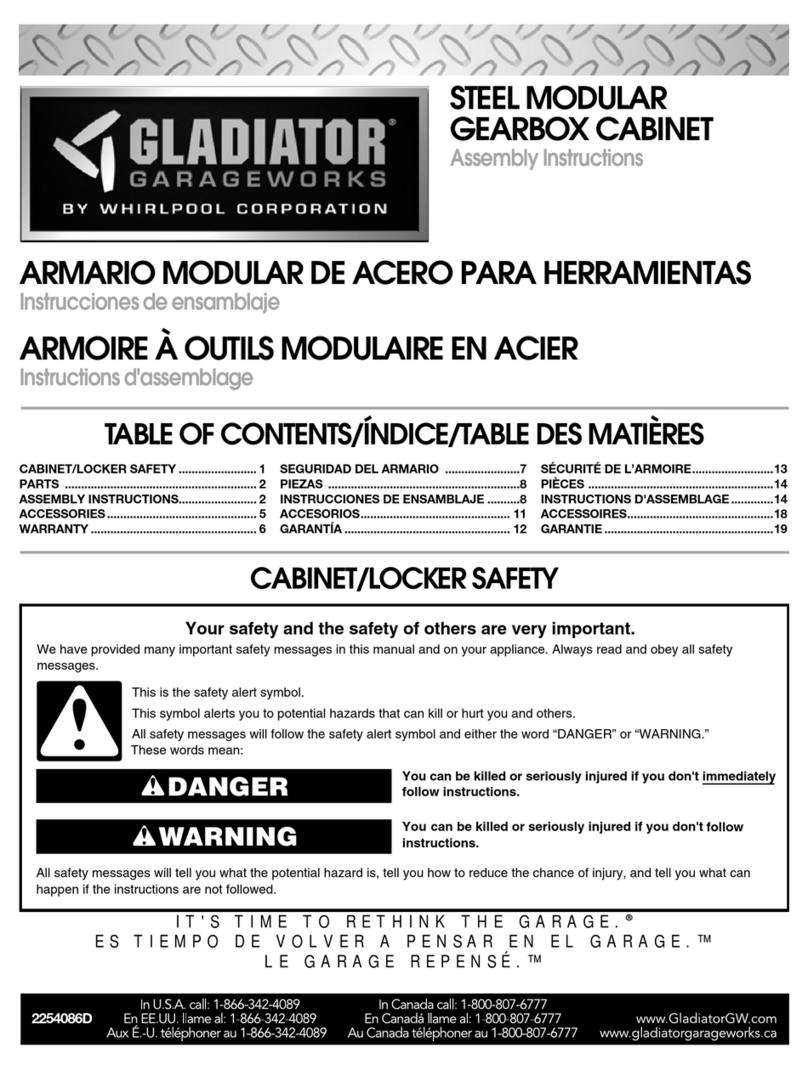 Gladiator STEEL MODULAR GEARBOX CABINET Assembly instructions
