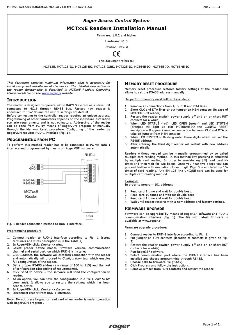 Roger MCT12E installation manual