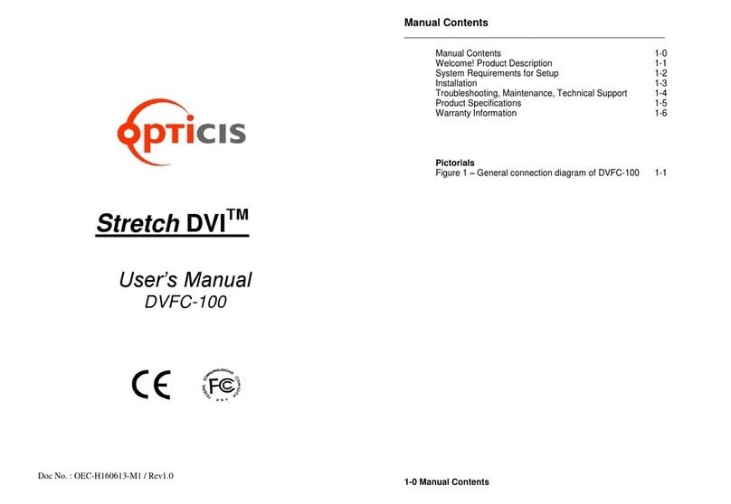 Optics Stretch DVI DVFC-100 user manual